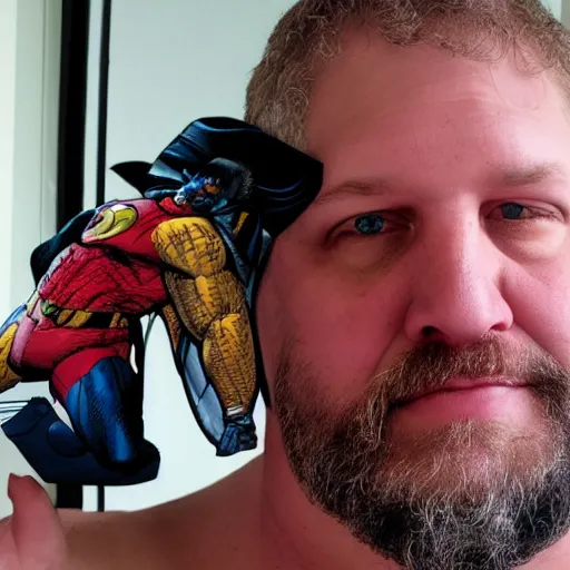 Image similar to portrait of DC comics comic book artist Ethan Van Sciver, chunky with a bald head and a trimmed grey beard
