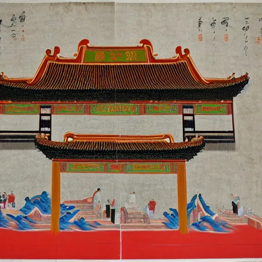 Image similar to wall painting of yongle palace,