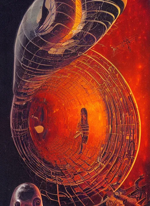 Prompt: event horizon ( 1 9 9 7 ), an album cover by enguerrand quarton, behance contest winner, massurrealism, concert poster, macabre, poster art