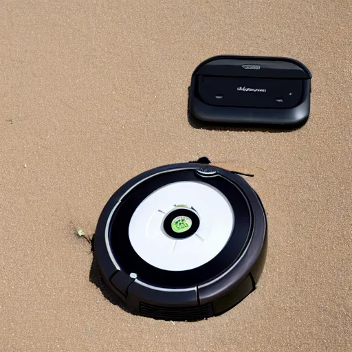 Image similar to roomba chilling on the beach