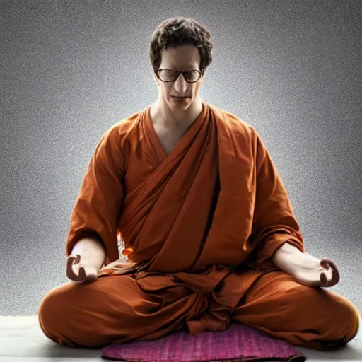 Image similar to andy samberg as an ascetic monk meditating