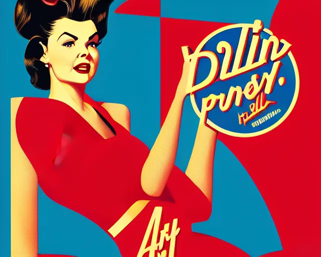 Image similar to advertisement illustration with young sherilyn fenn, diner background, twin peaks, retro futurism, half portrait by stanley artgerm, al parker, jon whitcomb, peter max, dramatic lighting, ilya kuvshinov, trending on artstation, flat colour, geometric curves, gradient filter, pleasing tone colours, 5 0 s style, edward hopper