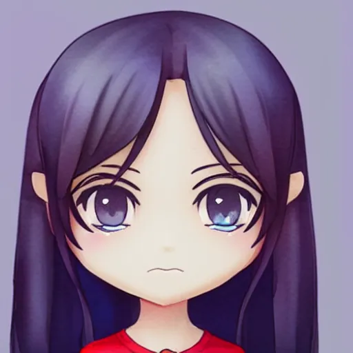 Prompt: beautiful water color concept art of the face detailing cute nendoroid girl in the style of line art, toon rendering, close-up, flat, lacking in three-dimensionality, flat tone, unshaded, flat shading