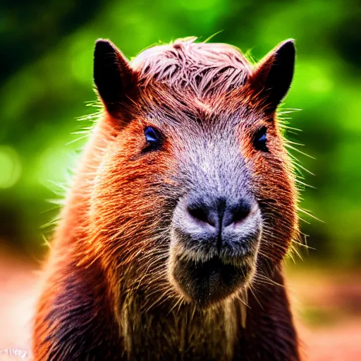 Prompt: cute capybara eating a neon nvidia gpu, chewing on a video card, cooling fans, cyberpunk, wildlife photography, bokeh, sharp focus, 3 5 mm, taken by sony a 7 r, 4 k, award winning