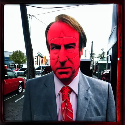 Image similar to red apple with the face of saul goodman