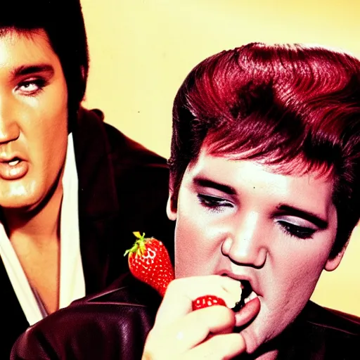 Image similar to elvis presley eating strawberry