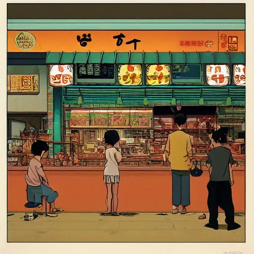 Prompt: a singaporean kopitiam, by satoshi kon