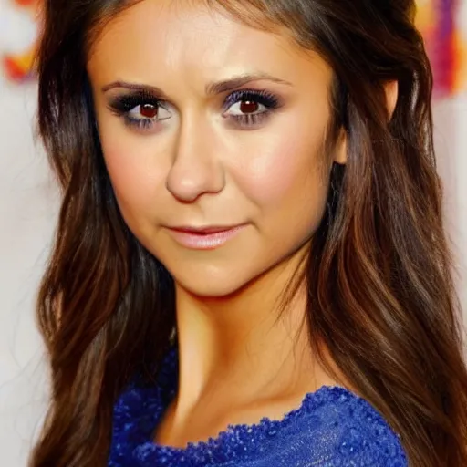 Prompt: nina dobrev, head and shoulders portrait, extremely detailed masterpiece, one single continues line.