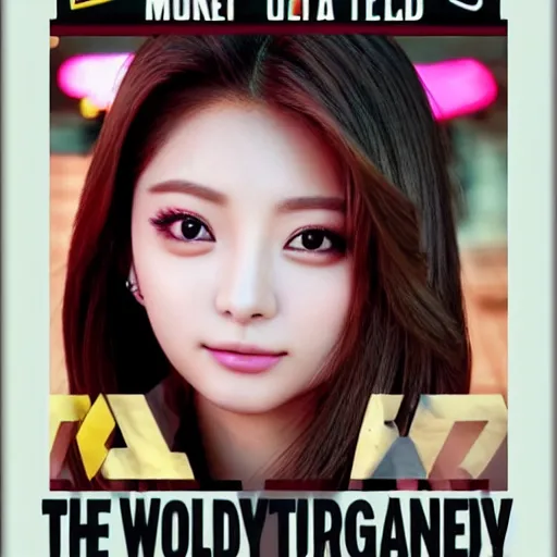 Image similar to propoganda poster of tzuyu from twice taking over the wold