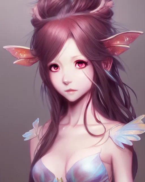 Image similar to character concept art of an anime fairy | | cute - fine - face, gossamer clothing, pretty face, realistic shaded perfect face, fine details by stanley artgerm lau, wlop, rossdraws, james jean, andrei riabovitchev, marc simonetti, and sakimichan, tranding on artstation