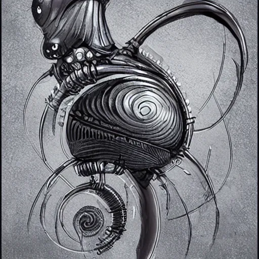 Image similar to A metallic flesh nautilus. Bio-Punk, Cyber-Punk