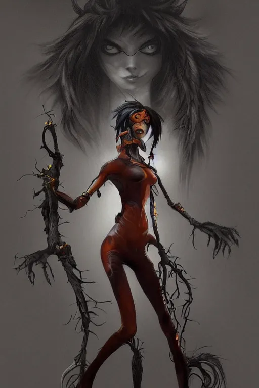 Image similar to dark full body painting of tracer from overwatch, in style of zdzisław beksinski, scary, horror, 4 k, feminine facial features, overwatch tracer character, horror, body horror, disturbing, detailed face, dressed in dark garment, black tendrils, tall, long legs,