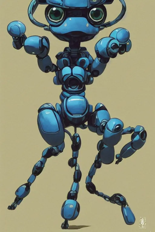 Image similar to cute Tachikoma spider from ghost in the shell, spider Tachikoma, tiny, small, miniature Tachikoma, baby Robot, short, pale blue armor, cute and adorable, pretty, beautiful, DnD character art portrait, matte fantasy painting, cgsociety Artstation, by Jason Felix by Steve Argyle by Tyler Jacobson by Peter Mohrbacher, cinematic lighting