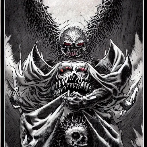 Image similar to Now I am become death, the destroyer of worlds. by kentaro miura, by kim jung gi