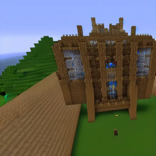 Prompt: minecraft screenshot of a castle