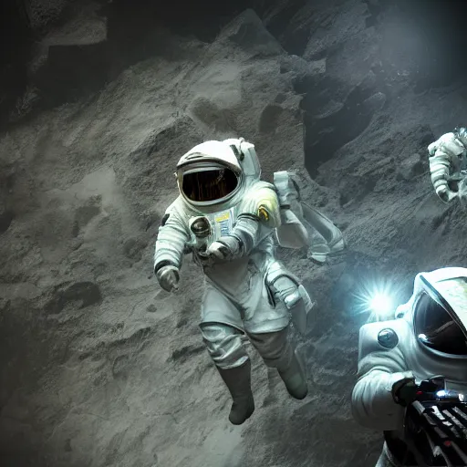 Image similar to space miners dramatic lighting cinematic establishing shot extremely high detail foto realistic cinematic lighting post processed