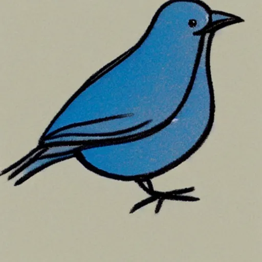 Image similar to a cartoon drawing of a blue speaking bird,