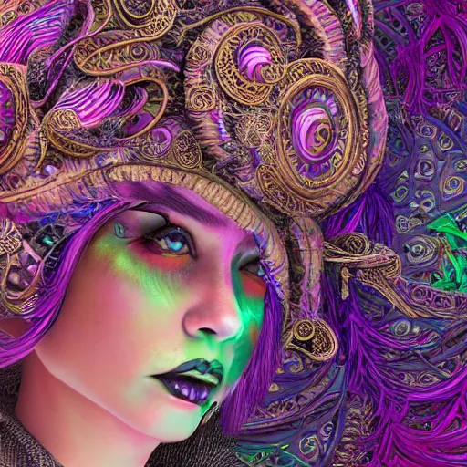 Image similar to psychadelic witch, hyper detailed, flowing psychadelic background intricate and detailed, ornate 8 k gorgeous intricate detailed, octane render