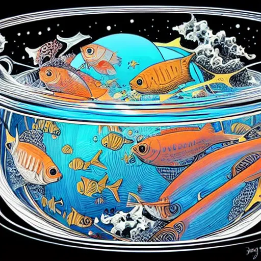 Image similar to fish bowl containing a universe, extremely detailed, sharp focus, wide view, smooth, digital illustration, by james jean, by rossdraws, frank franzzeta, sakimichan