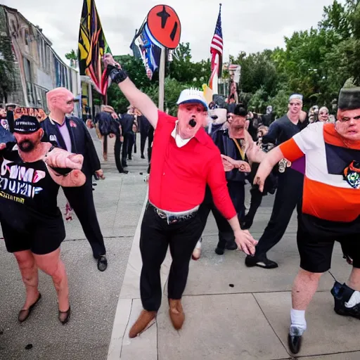 Image similar to trump's party and the proud boys dancing to ymca.