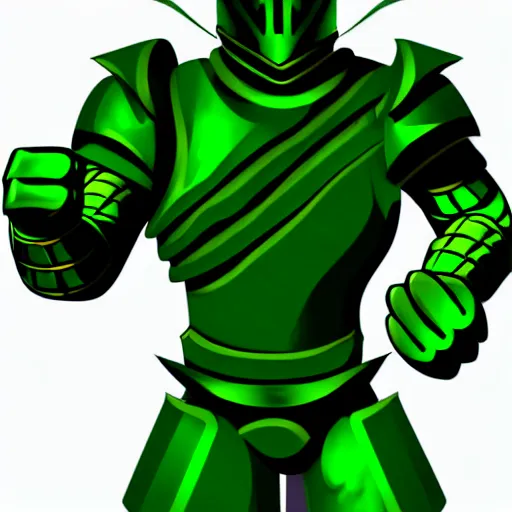 Prompt: a picture of a giant armour green man with his fist up, vector art by mor than, low angle, trending on deviantart, mingei, flat shading, prerendered graphics, marvel comics