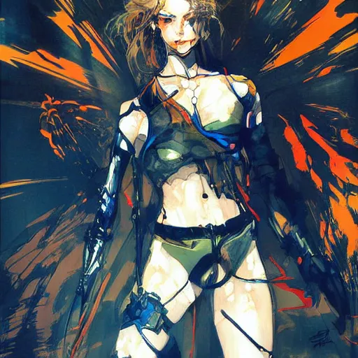 Prompt: a beautiful painting of Rylai by Yoji Shinkawa, strong lines and bold colors, limited color palette, atmosphere and tension, Japanese, trending on artstation