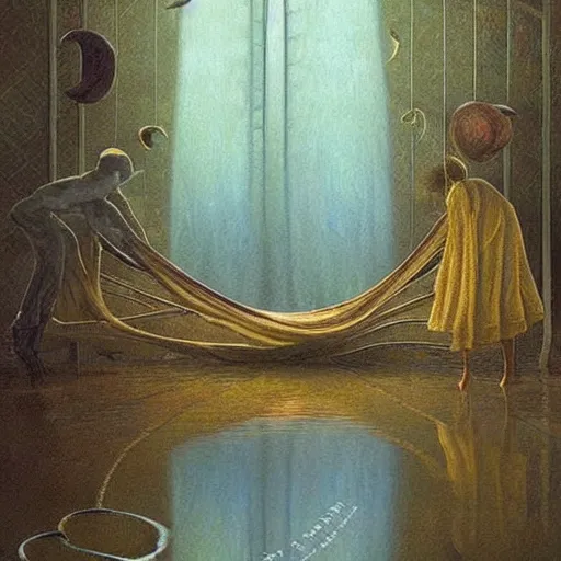 Image similar to beautiful scene from a dream. digital artwork by vincent bons, michael whelan, remedios varo and gerardo dottori. grainy and rough. interesting pastel colour palette. beautiful light. oil and water colour based on high quality render.