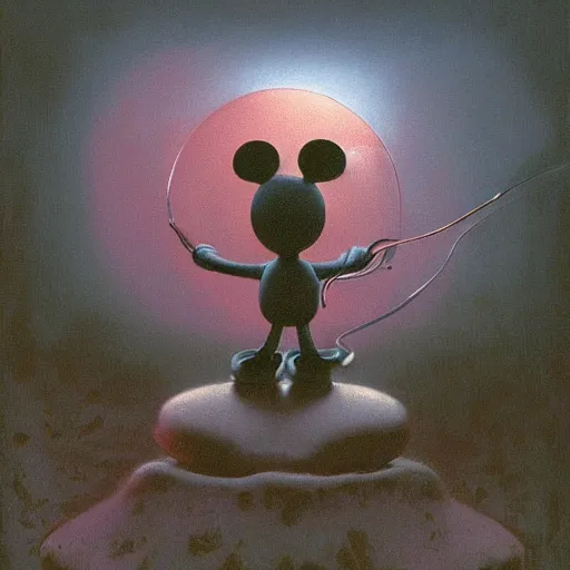 Image similar to mickey mouse painted by zdzisław beksinski