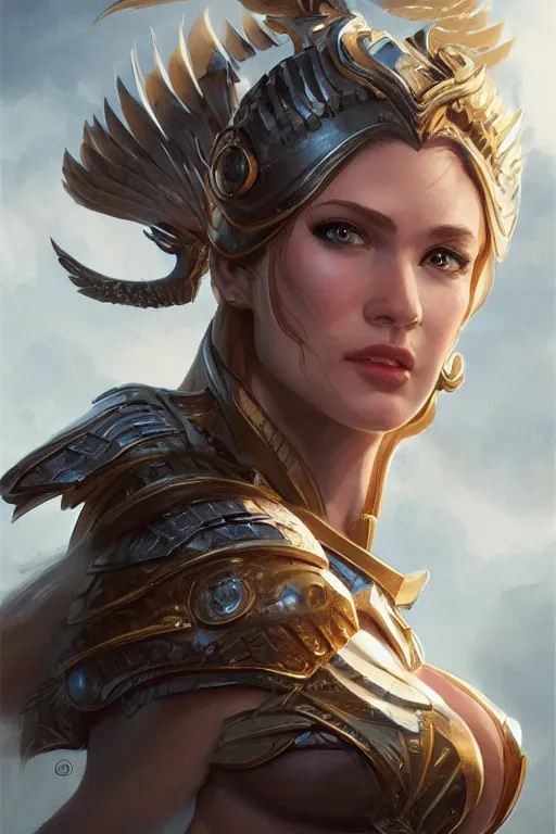 Image similar to amazon valkyrie athena, d & d, fantasy, portrait, highly detailed, headshot, digital painting, trending on artstation, concept art, sharp focus, illustration, art by artgerm and greg rutkowski and magali villeneuve