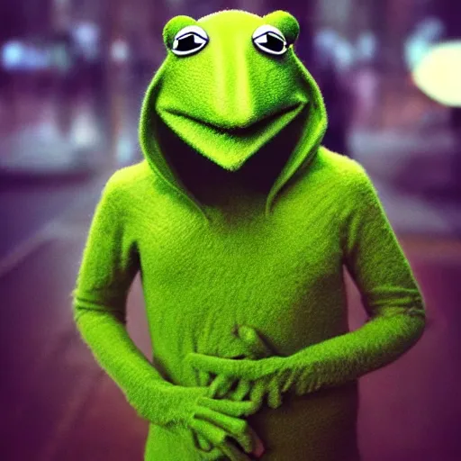 Prompt: anonymous as a kermit, award winning creature photography, extremely detailed, artstation, 8 k, sensual lighting, incredible art, wlop, artgerm