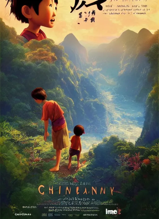 Prompt: poster for an animation film called the chinese child's journey in the philippine islands, 8 k, hd, art by craig mullins