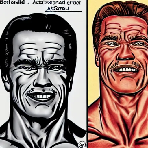 Image similar to arnold schwarzenegger drawn by robert crumb