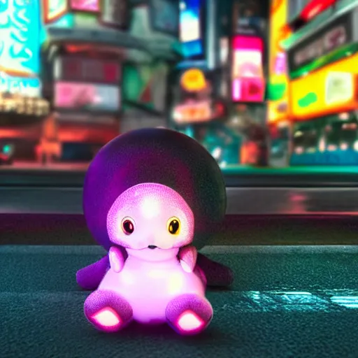 Image similar to cute fumo plush hologram in neo - tokyo, concept art, vray, reflection and caustics