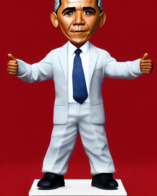 Image similar to full body 3d render of barack obama as a funko pop, studio lighting, white background, blender, trending on artstation, 8k, highly detailed