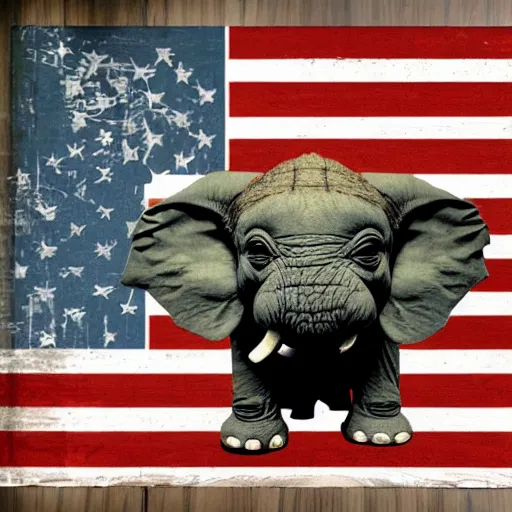 Prompt: elephant yoda as potus American flag, modern art placed in a large living room, art designers magazine HD photo superrealism 3d 8k resolution