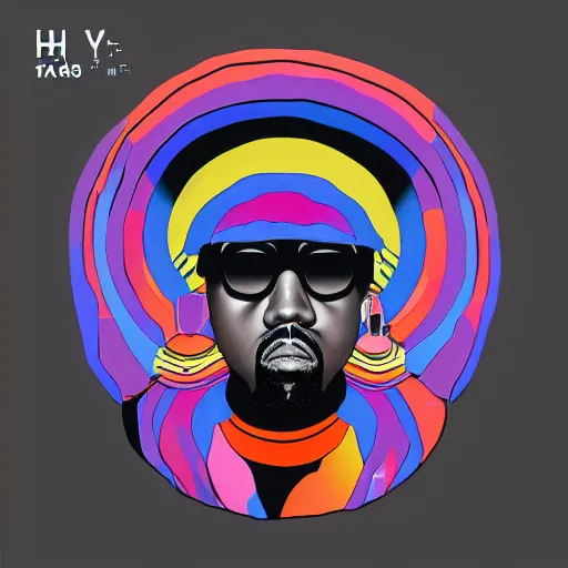 Prompt: minimal rap album cover for Kanye West DONDA 2 designed by Takashi Murakami, HD, artstation