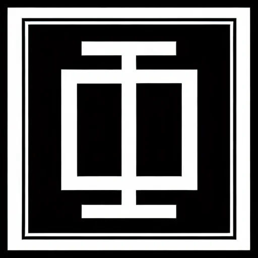Prompt: minimal geometric logo by karl gerstner, black and white monochrome, centered, symetrical, bordered
