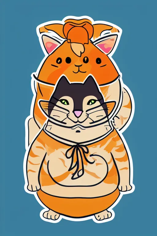 Image similar to Portrait of a cat as a sumo wrestler, sticker, colorful, illustration, highly detailed, simple, smooth and clean vector curves, no jagged lines, vector art, smooth