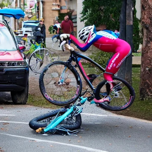 Prompt: cyclist trapped under donut avalanche