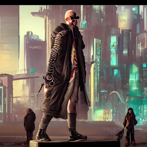 Image similar to cyberpunk people on desolate street, artgerm, highly detailed, hyper realistic, communist future