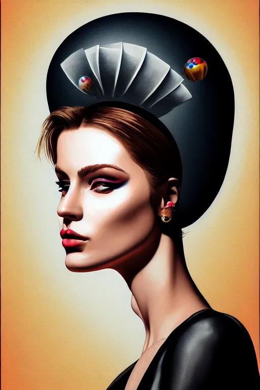 Image similar to a ultradetailed painting of a stylish woman, her head is a bomb, trending on artstation