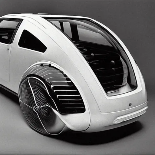 Prompt: Automobile designed by Volkswagen for H R Giger in 1990