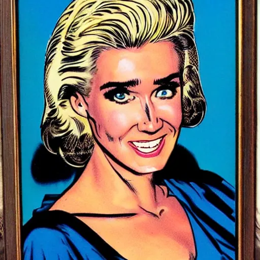 Prompt: a 1 9 8 0 s comic book painting of kim richards