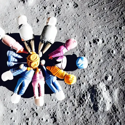 Image similar to an group of elderly people on the surface of the moon, 🌕, 🍦, eating ice - cream, canon eos r 3, f / 1. 4, iso 2 0 0, 1 / 1 6 0 s, 8 k, raw, unedited, symmetrical balance, wide angle