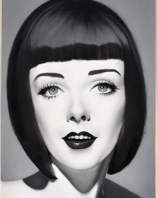 Prompt: colleen moore 5 5 years old, bob haircut, portrait painted by stanley artgerm, casting long shadows