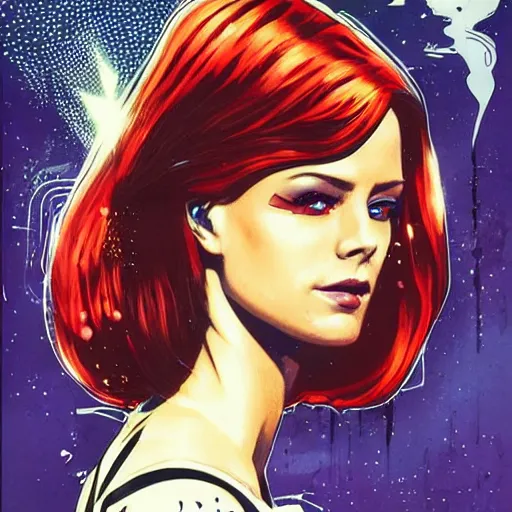 Image similar to beautiful portrait of a female android, by DC comics and Sandra Chevrier