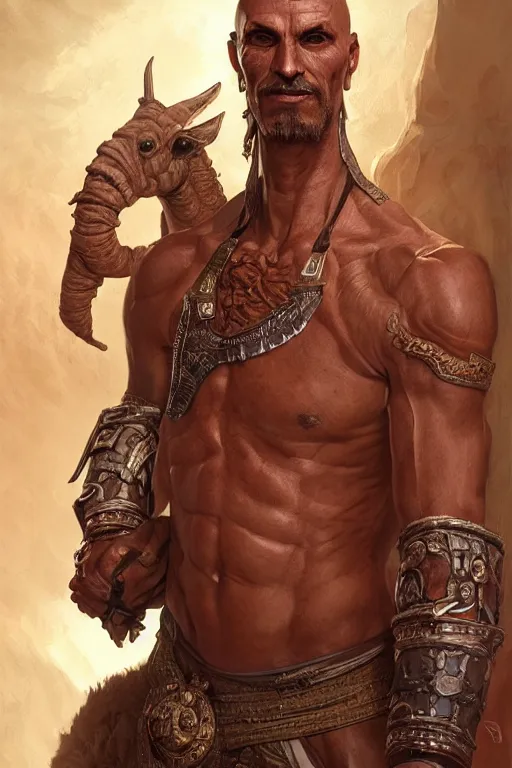 Image similar to ultra realistic illustration, a half man, half camel warrior from baldurs gate and diablo, intricate from baldurs gate, elegant, highly detailed, digital painting, artstation, concept art, smooth, sharp focus, illustration, art by artgerm and greg rutkowski and alphonse mucha