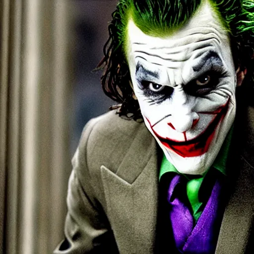 Prompt: Chirstian Bale playing the Joker in Dark Knight