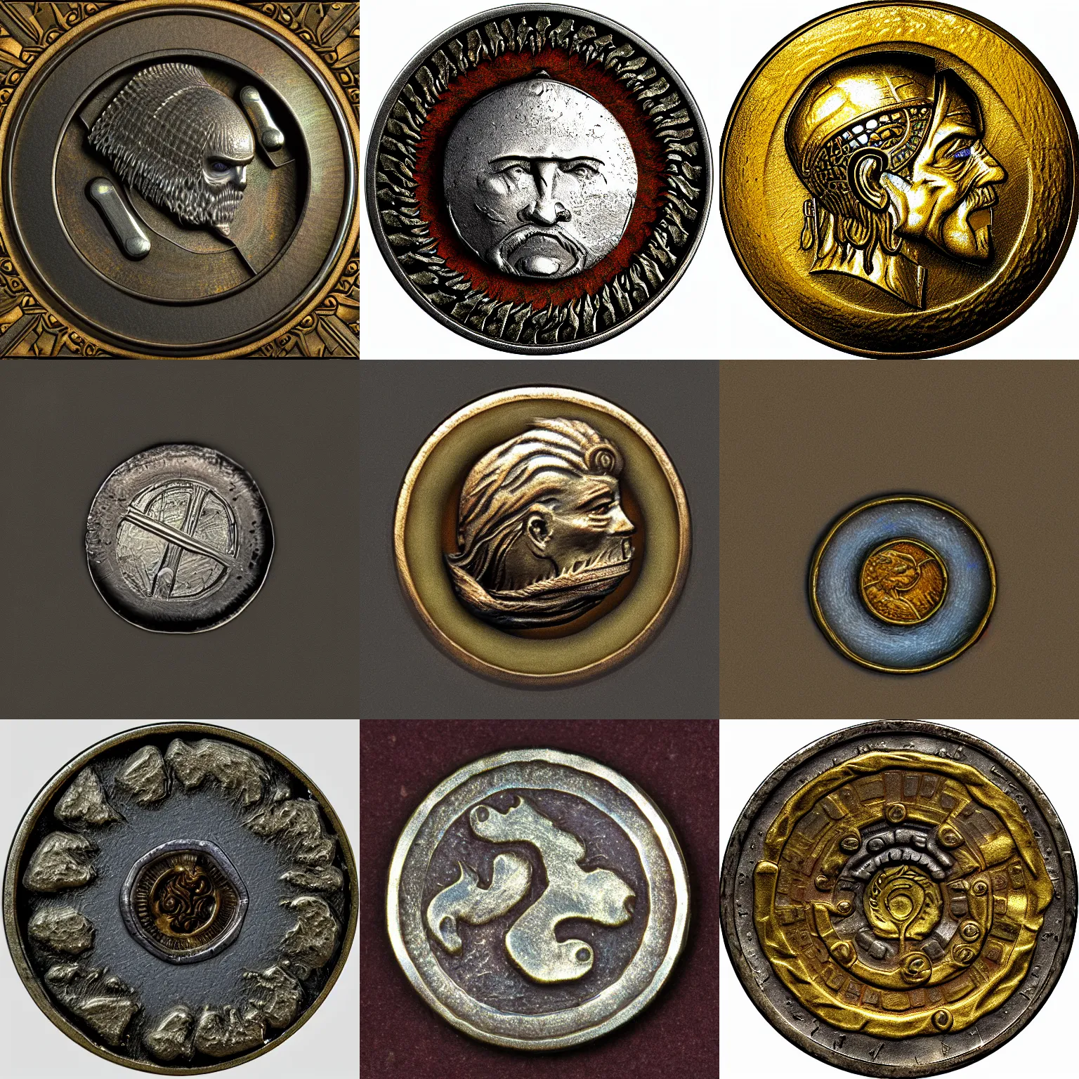 Image similar to a coin from Vvardenfell, ultra realistic, highly detailed, 4k quality photo