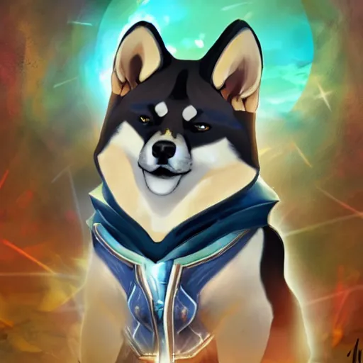 Prompt: shiba inu as a league of legends character